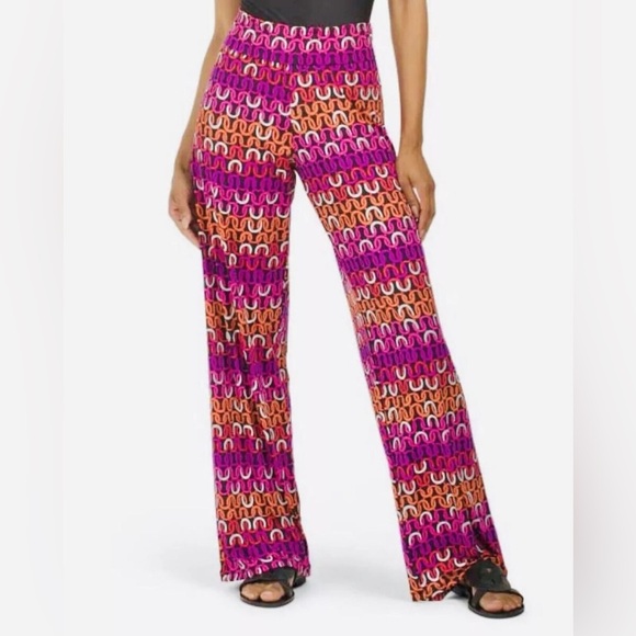 Trina Turk Echo Chain Swim Cover-Up Pants NWT Women’s Medium Pink Orange Print - Picture 1 of 6
